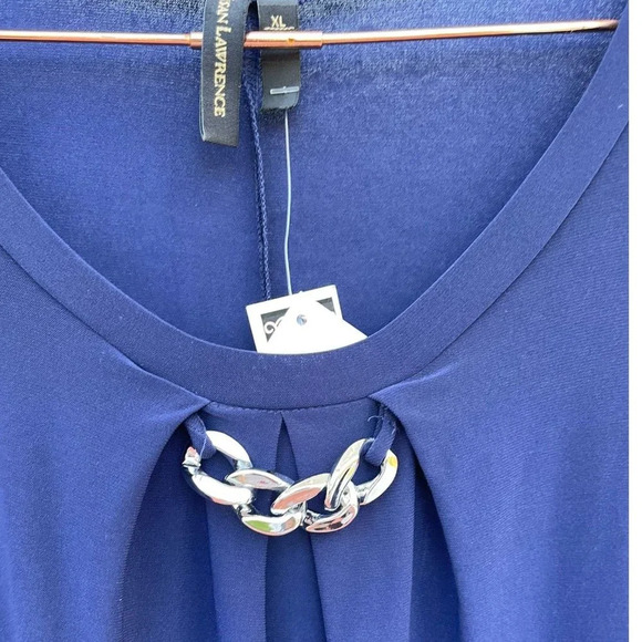 Susan Lawrence Womens Long Sleeve Semi See Through Top Blue Sz XL - Picture 6 of 8